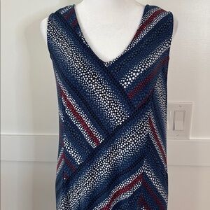 Susan Graver Chevron Maxi Dress - Navy and Burgundy size Large